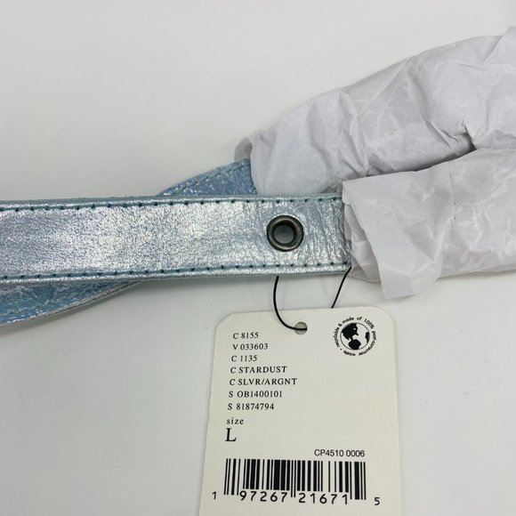 FREE PEOPLE LEATHER HARNESS STARDUST METALLIC BLUE LARGE NEW NWT - Picture 9 of 9